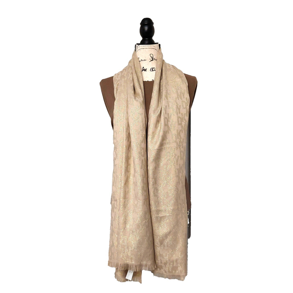 Michael Kors x DKNY Gold Metallic Monogram Logo Scarf Fall Winter NWT - Picture 5 of 5